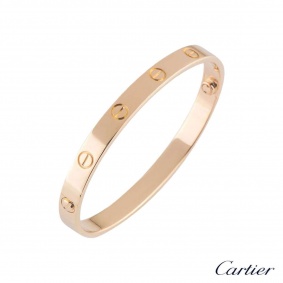Cartier Rose Gold Plain Love Bracelet Size 20 B6035620